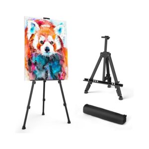 Art Painting Display Easel Stand - Portable Adjustable Aluminum Metal Tripod Artist Easel with Bag, Drawing, and Displaying, Black