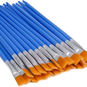 30 Pcs Flat Paint Brushes,Small Brush Bulk for Detail Painting